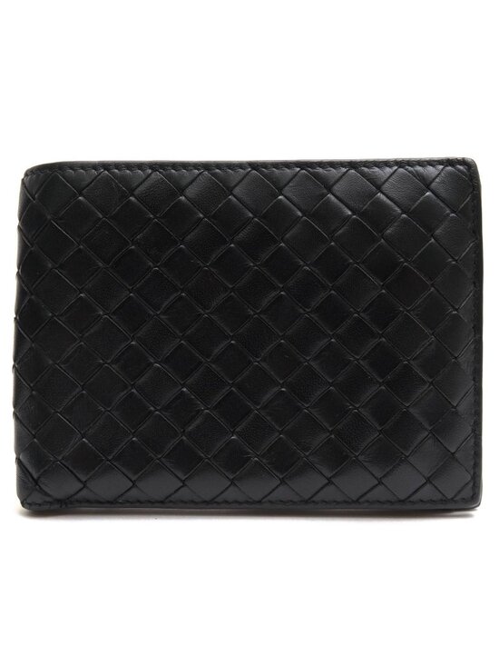 Bottega Veneta Other - Bottega Veneta Wallet Leather Black Bifold with Coin Purse Mesh Intrecciato